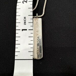 Tiffany Co Silver Necklace 1837 Bar Pendant on 18” Snake Chain